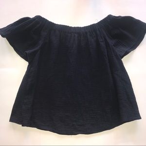 Rebecca Taylor Blue Off the Shoulder Top